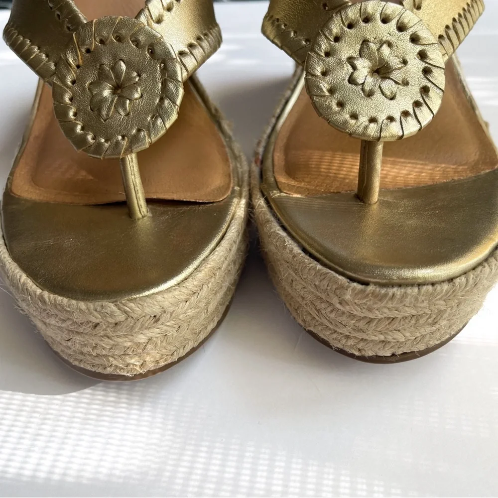 Jack Rogers Gold Wedge Sandals - Picture 2 of 10